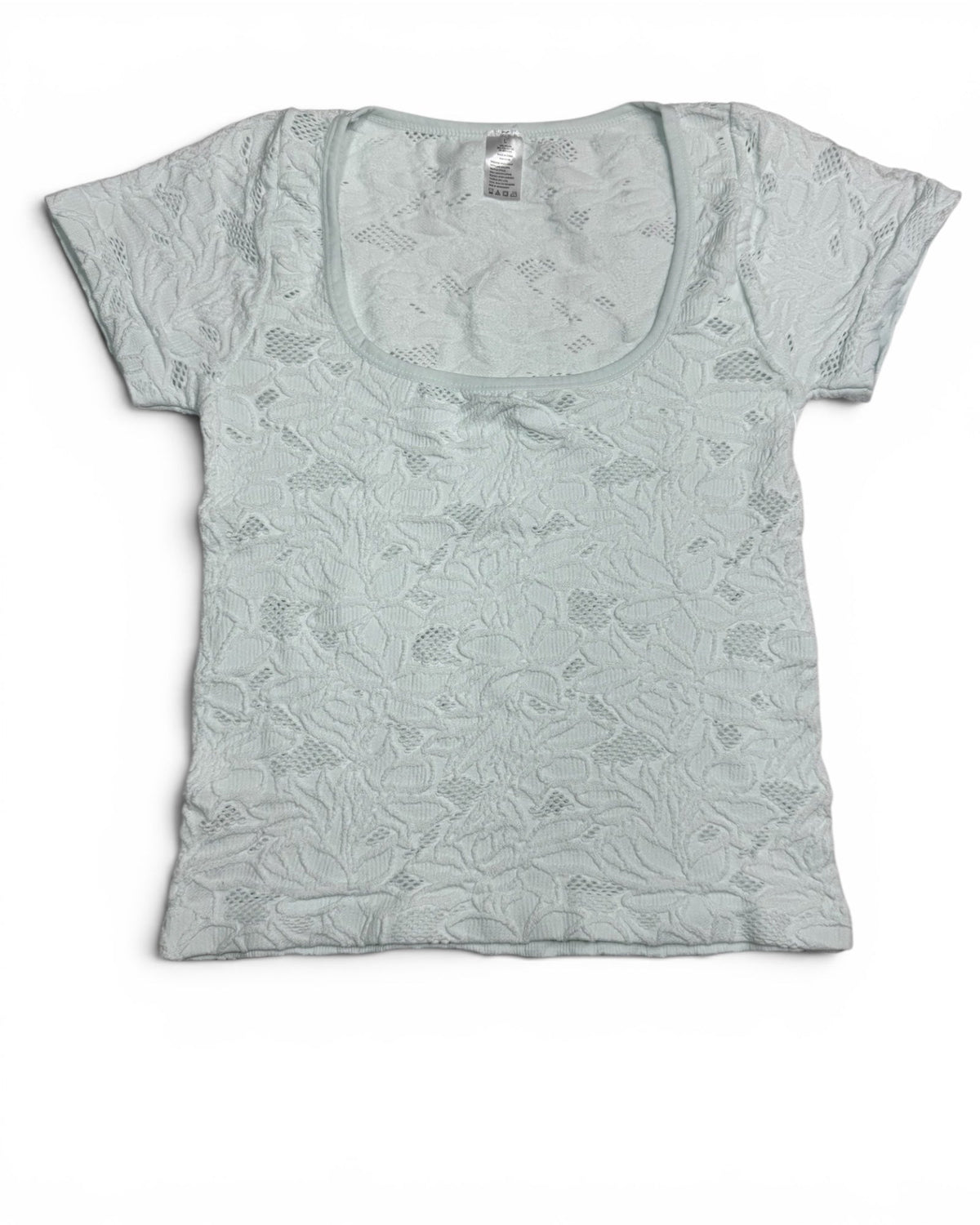 Women's Light Mint Floral Textured Stretch Top