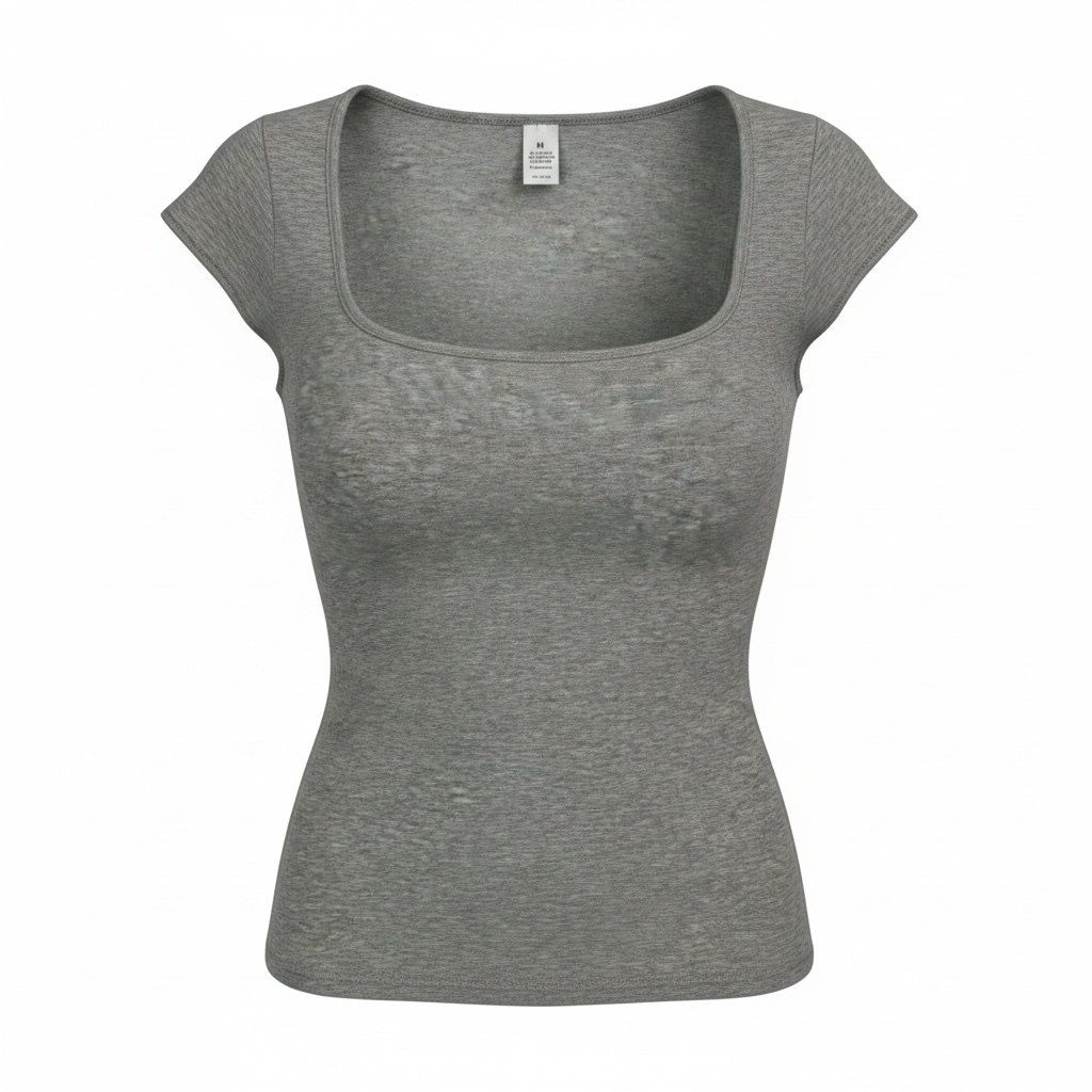 Women'S Heather Gray Scoop Neck Top