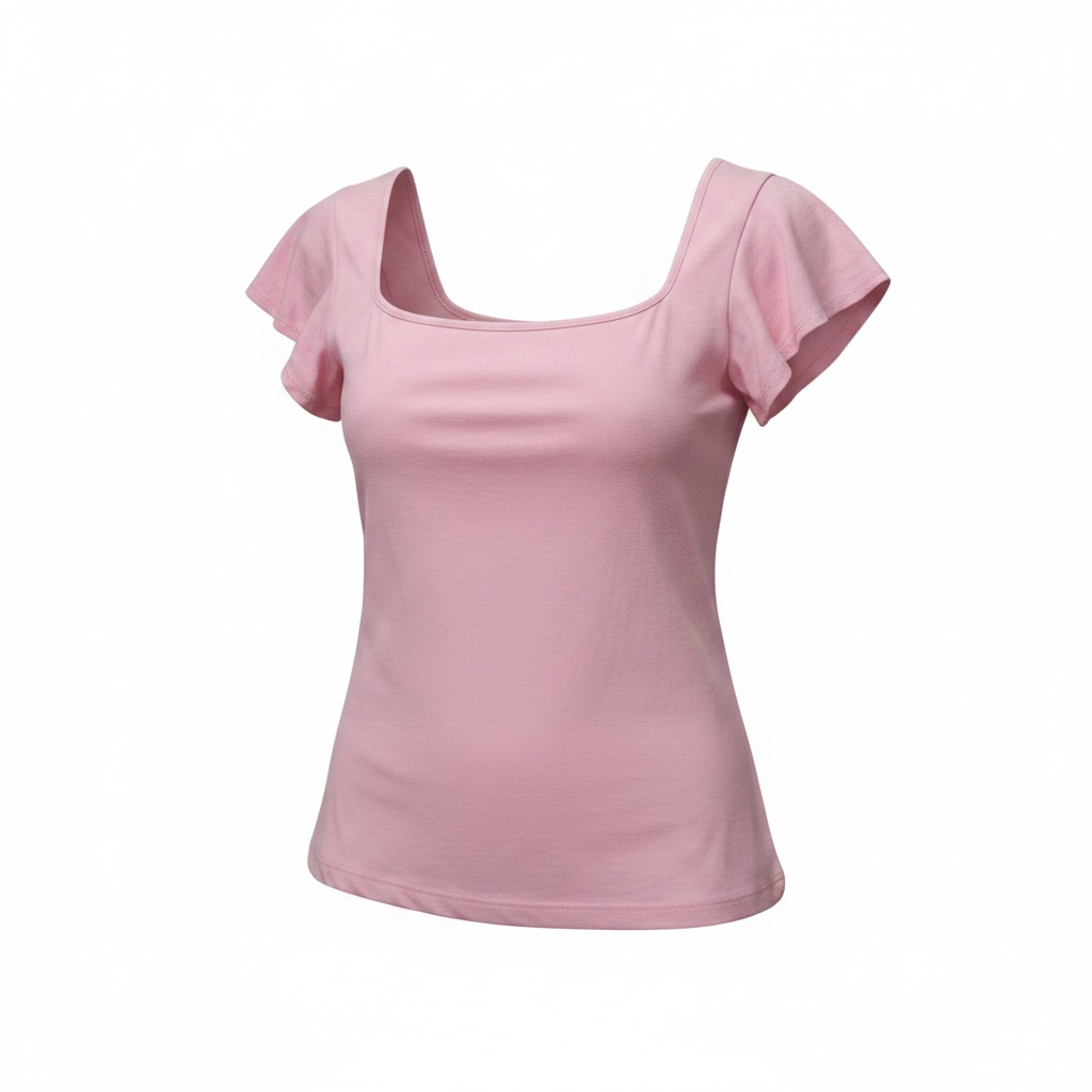 Women's Pink Short Sleeve Scoop Neck Stretch Top