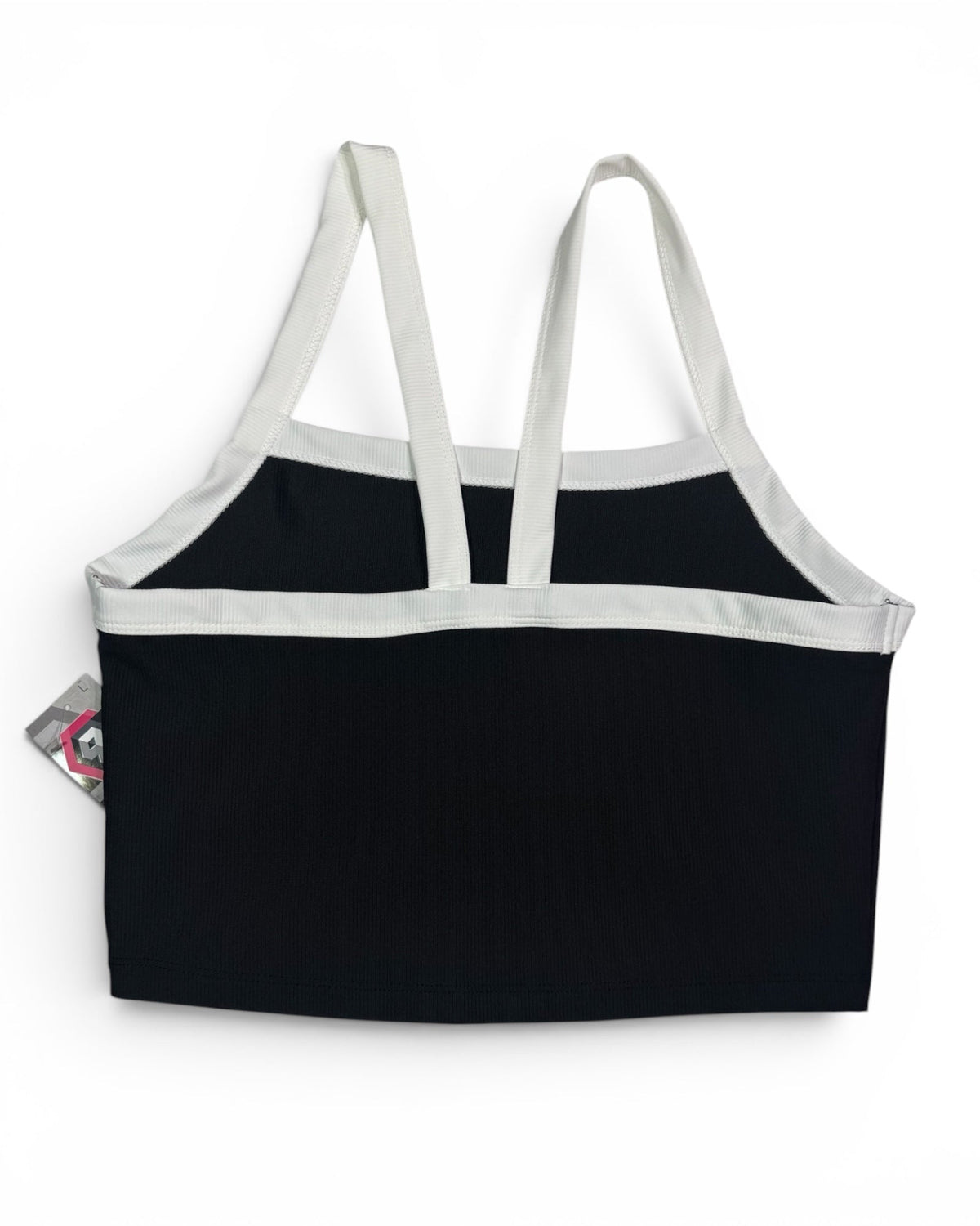 Women's Ribbed Tank Top Black with White Straps