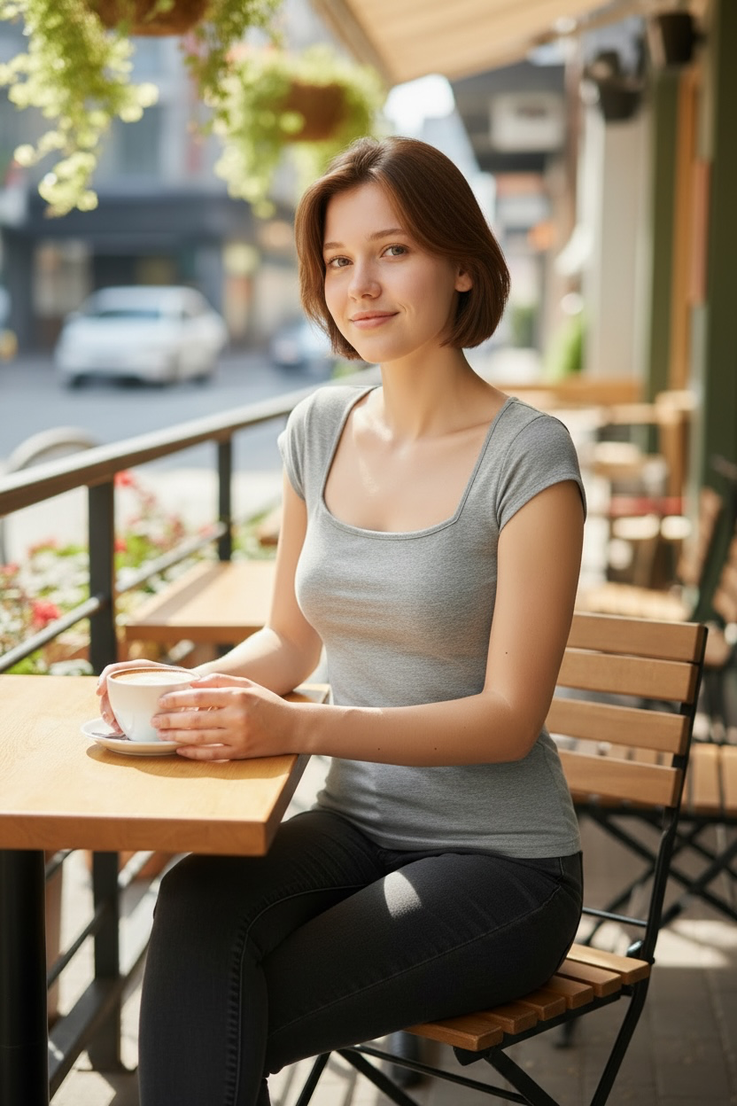 Women'S Heather Gray Scoop Neck Top
