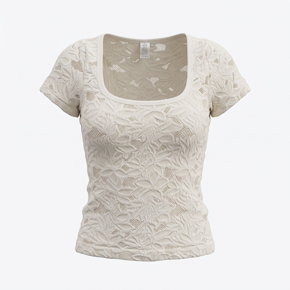 Women's Light Yellow Floral Textured Stretch Top