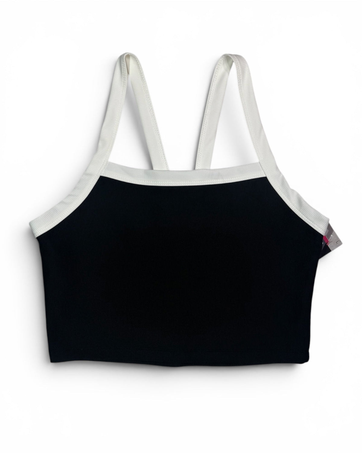 Women's Ribbed Tank Top Black with White Straps