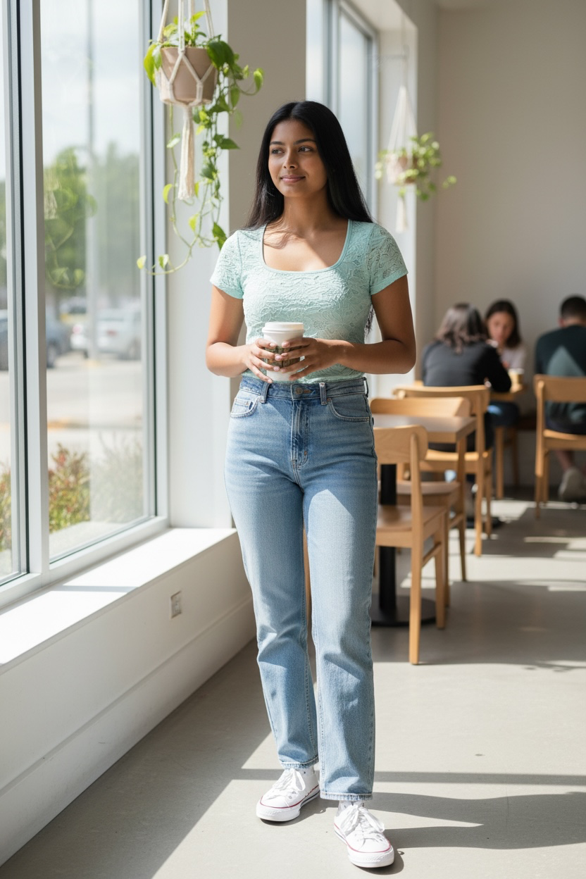 Top elástico de mujer con textura floral menta claro