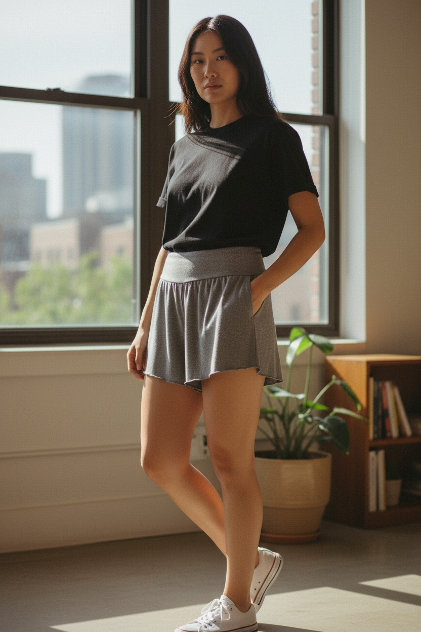 Pantalones cortos de salón grises para mujer