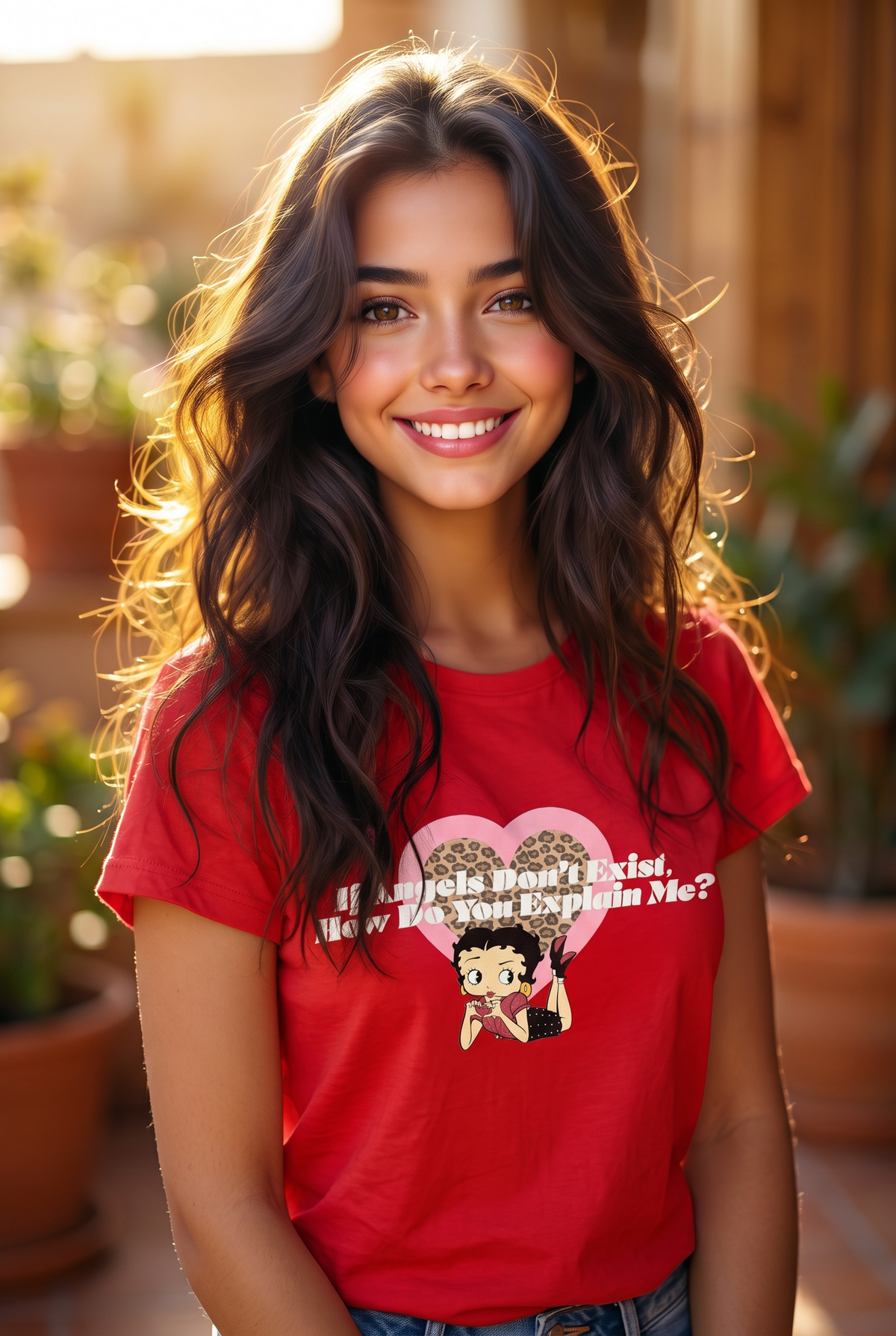 Betty Boop "If Angels Don't Exist How Do You Explain Me" Graphic T-Shirt