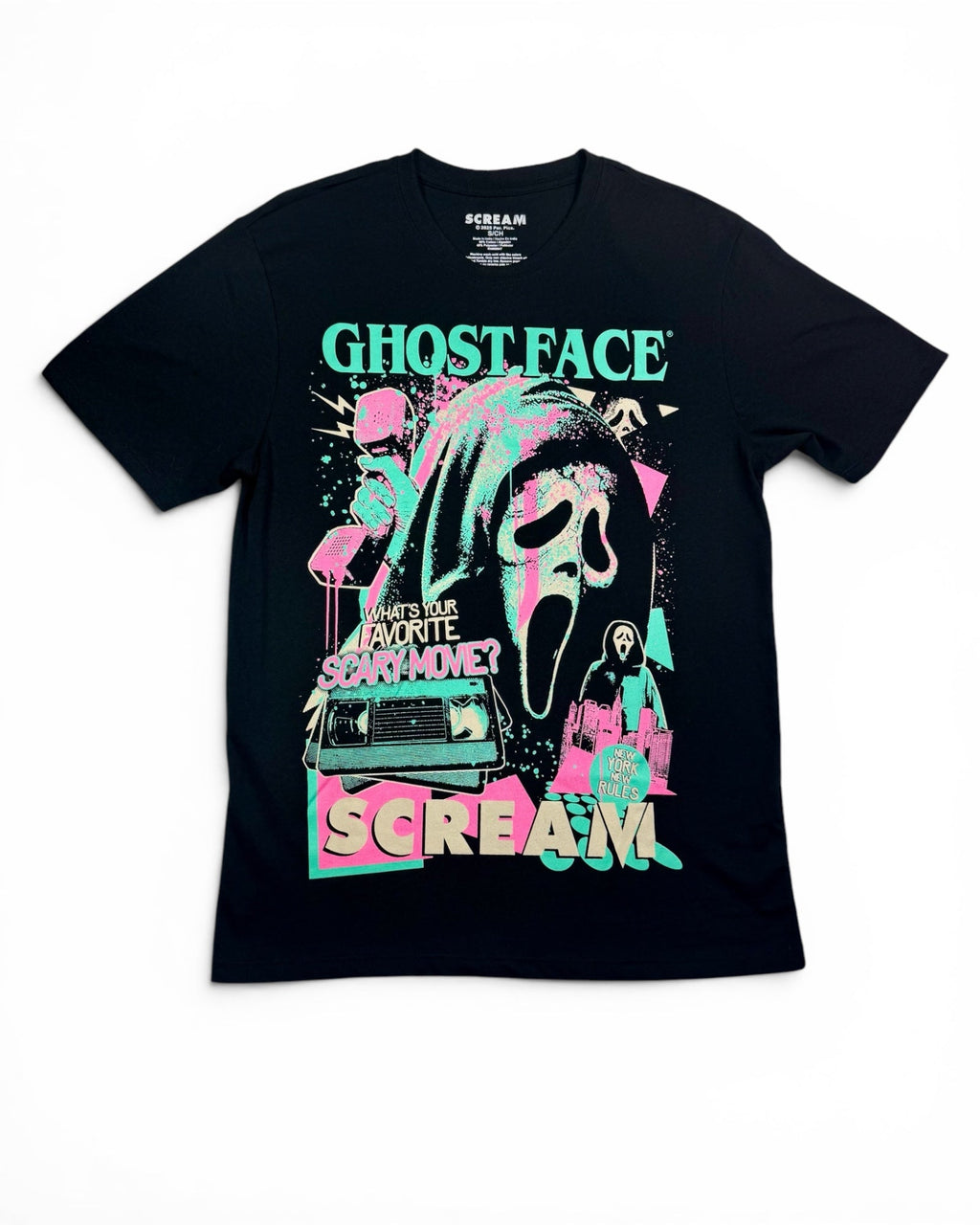 Scream Ghostface Retro Graphic T-Shirt - Black