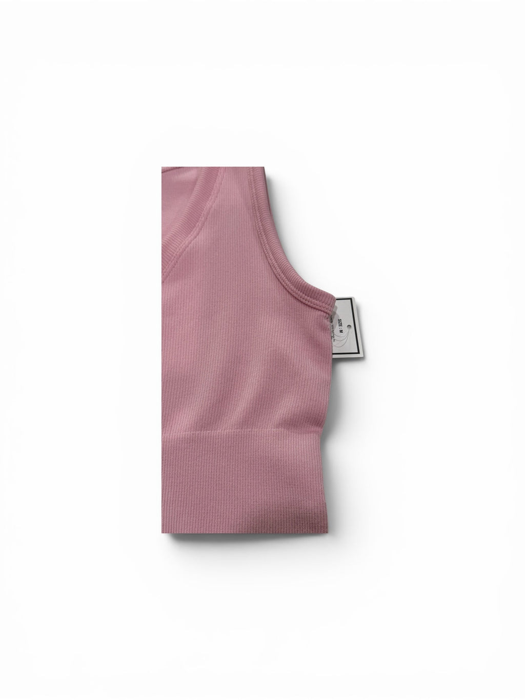 Top corto de canalé con cuello en V – Rosa