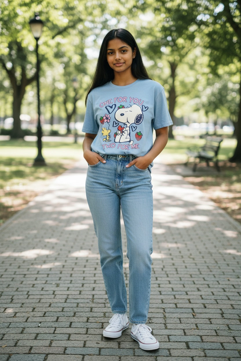 Peanuts Snoopy "One For You Two For Me" Graphic T-Shirt