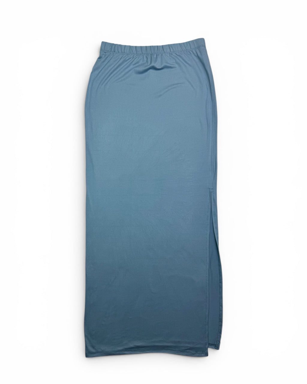 Falda larga azul polvoriento para mujer, abertura lateral, punto elástico, NWT