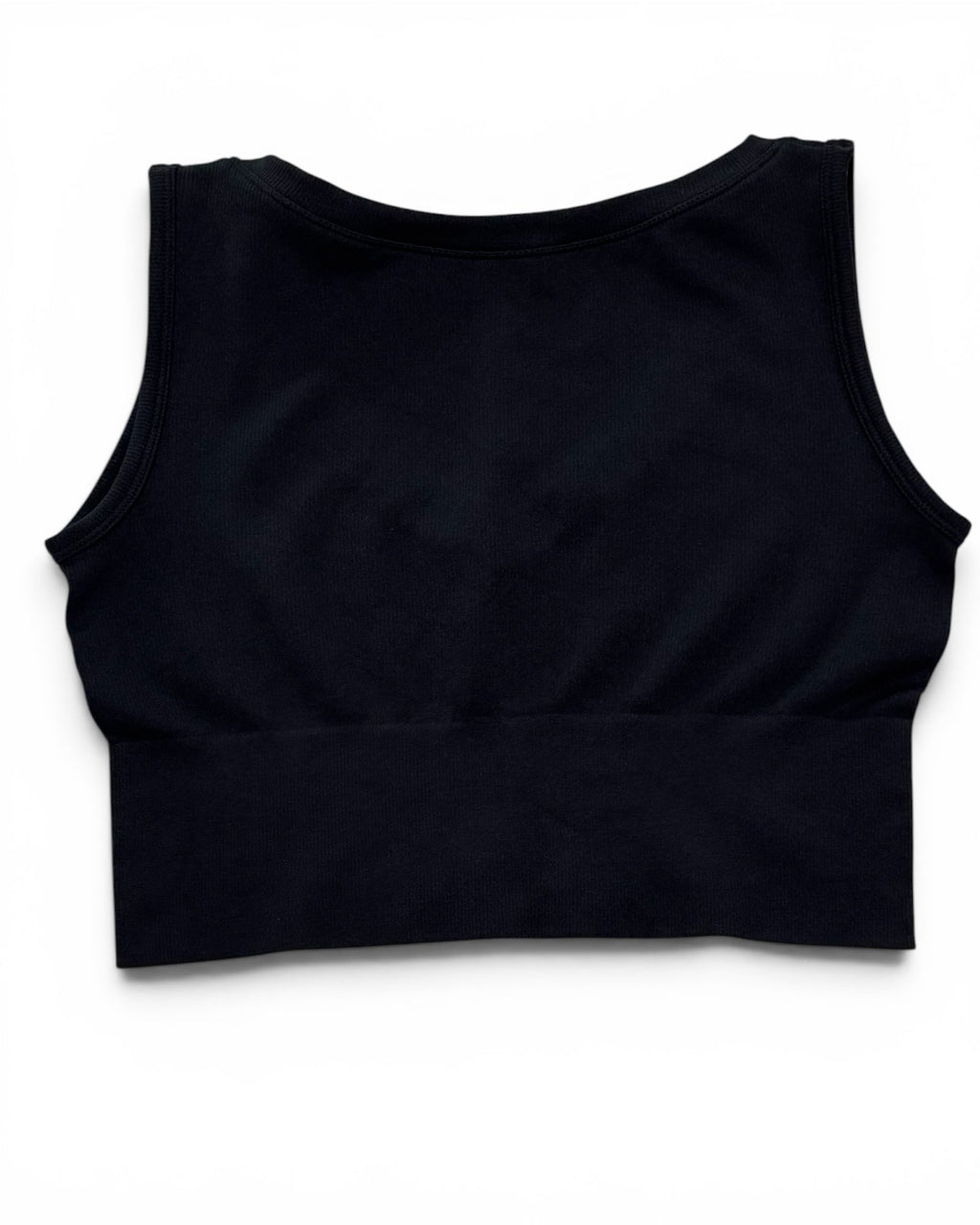 Ribbed V-Neck Cropped Tank Top – Black