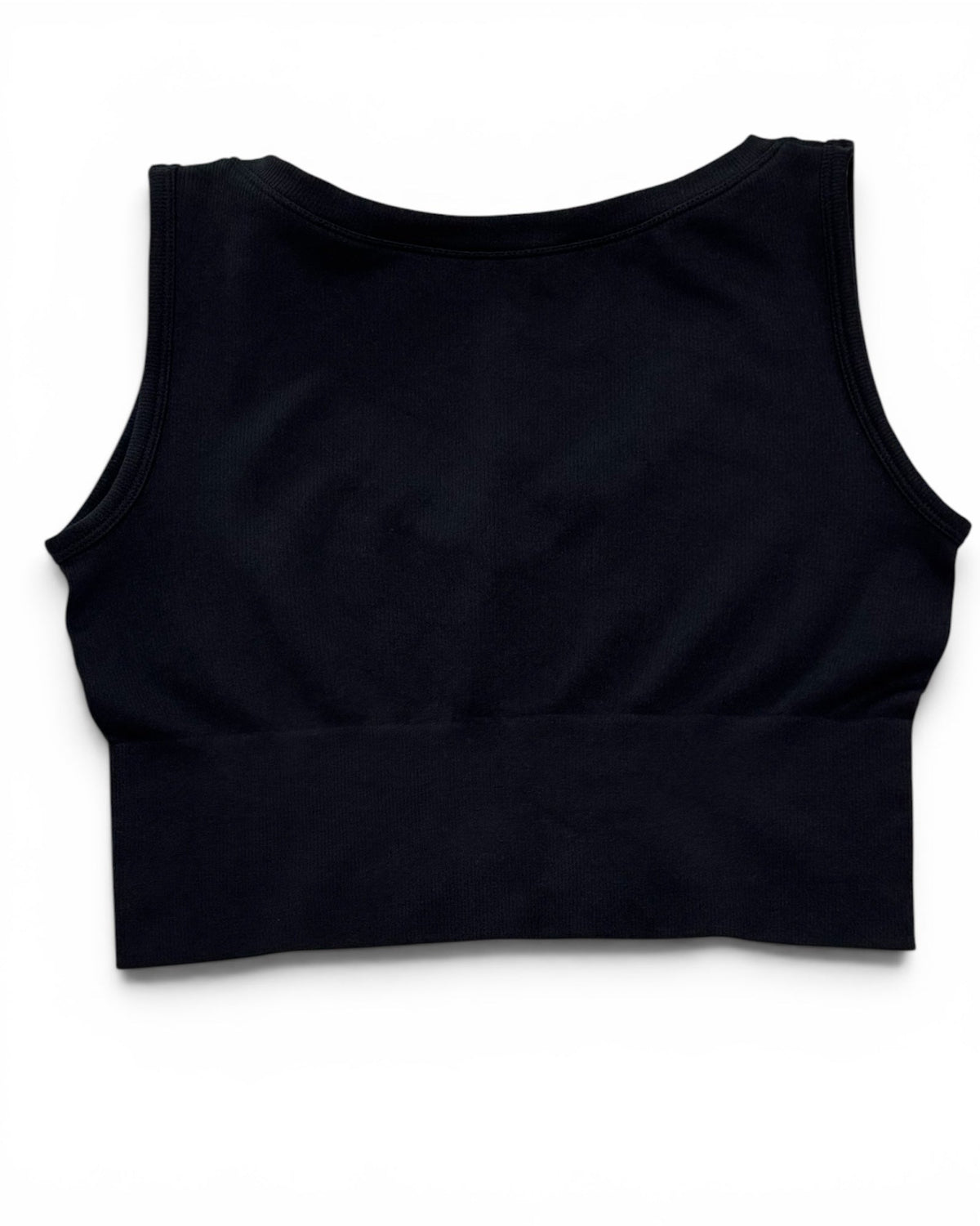 Ribbed V-Neck Cropped Tank Top – Black