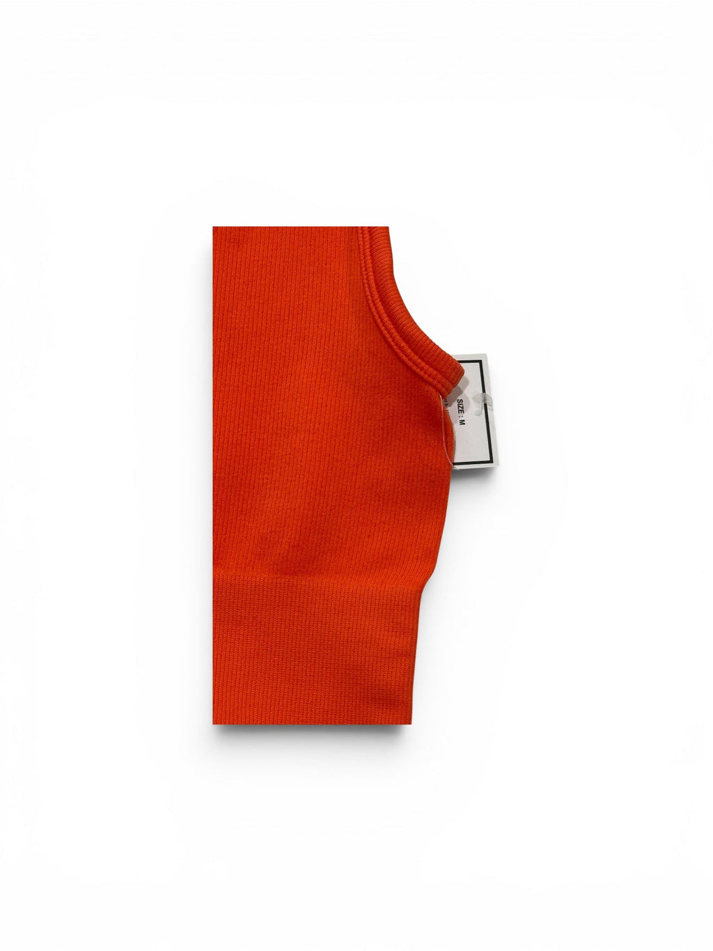 Ribbed V-Neck Cropped Tank Top – Coral Orange