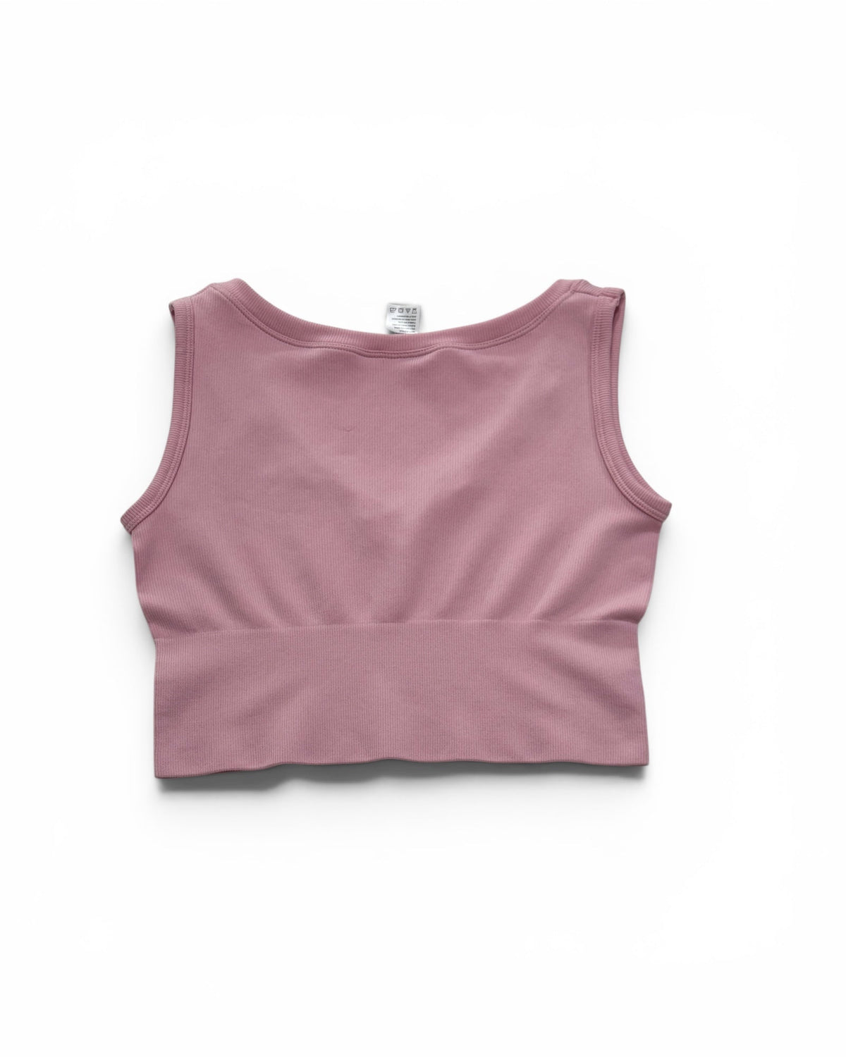 Ribbed V-Neck Cropped Tank Top – Pink