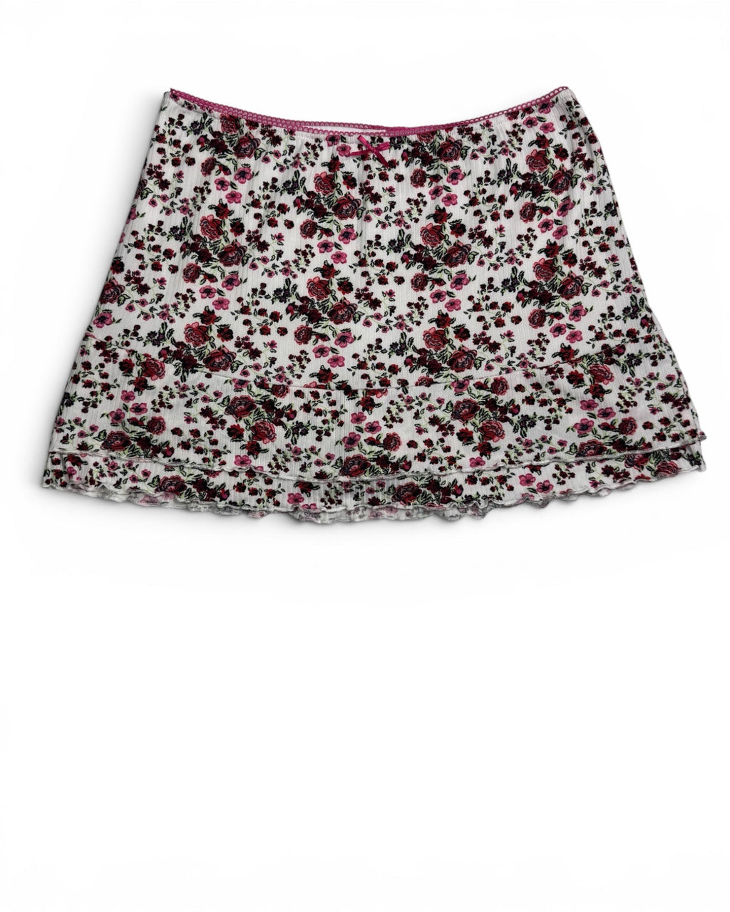 Floral Skort with Built-In Shorts – White Pink Rose Print