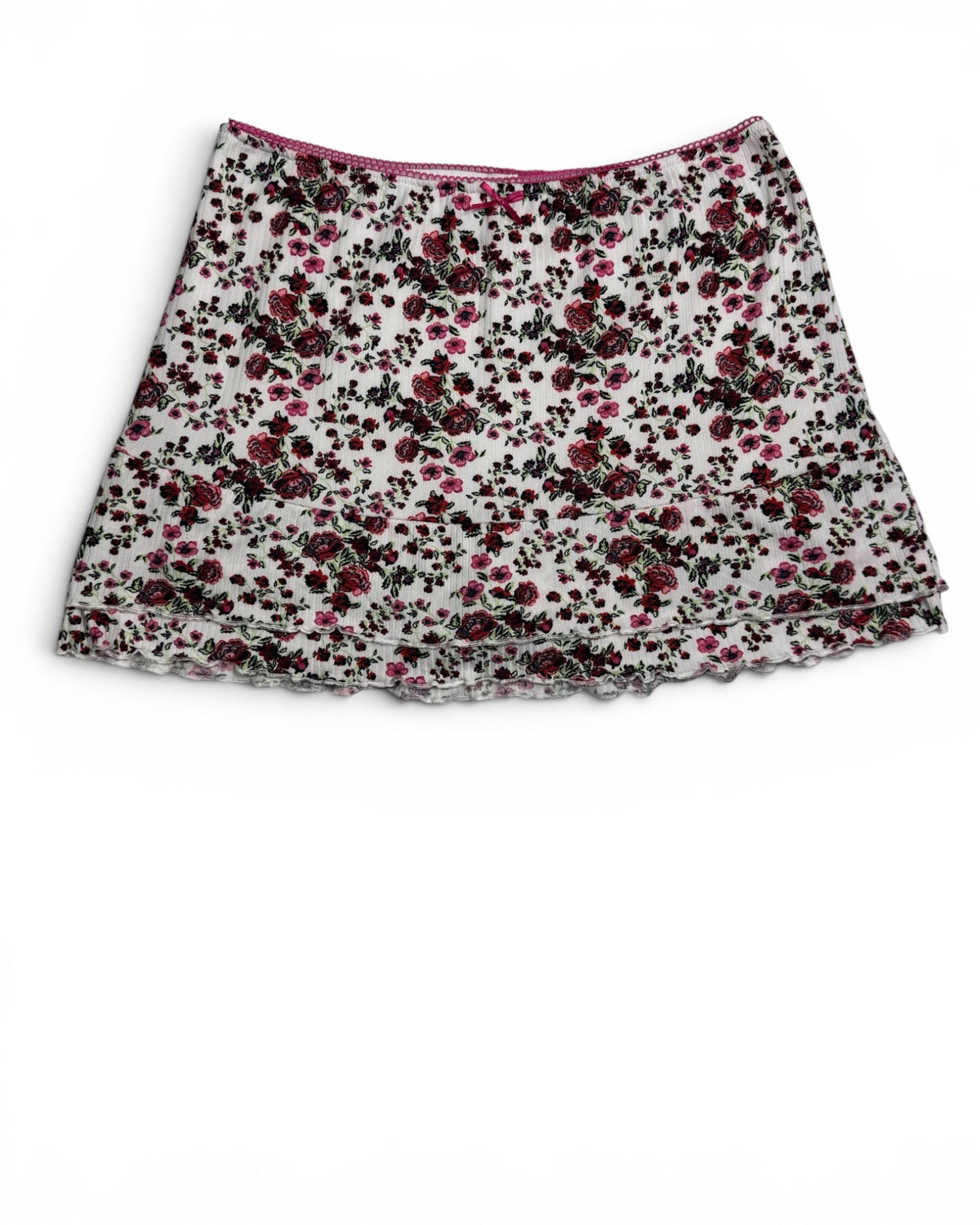 Floral Skort with Built-In Shorts – White Pink Rose Print
