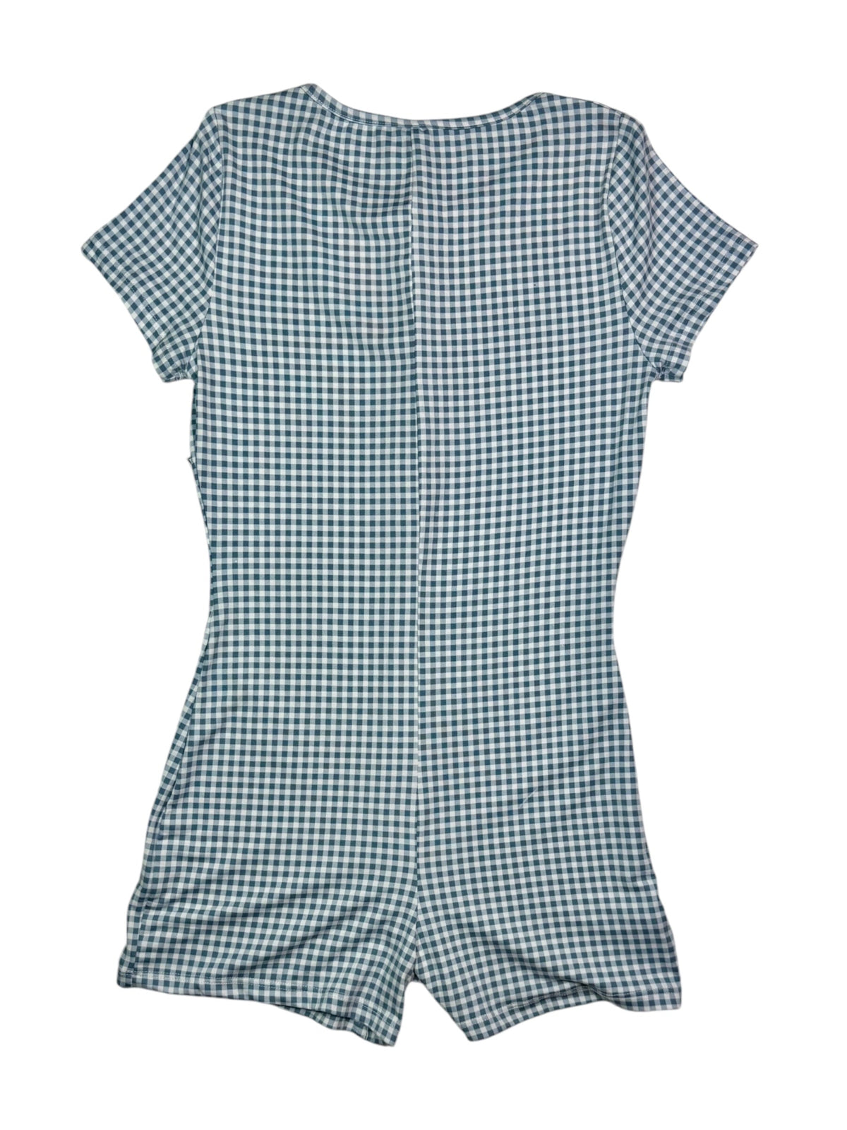 Women's Blue Gingham Button Front Romper NWT