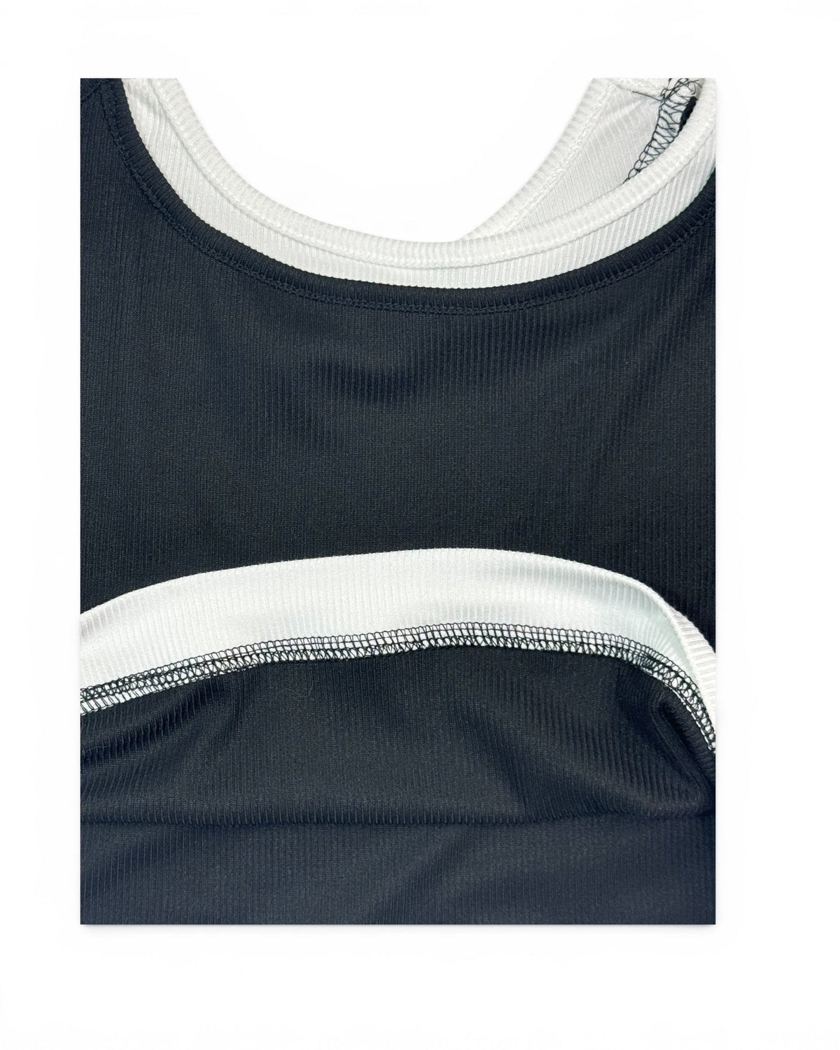 Women's Black & White Double Layer Ribbed Crop Tank Top – NWT