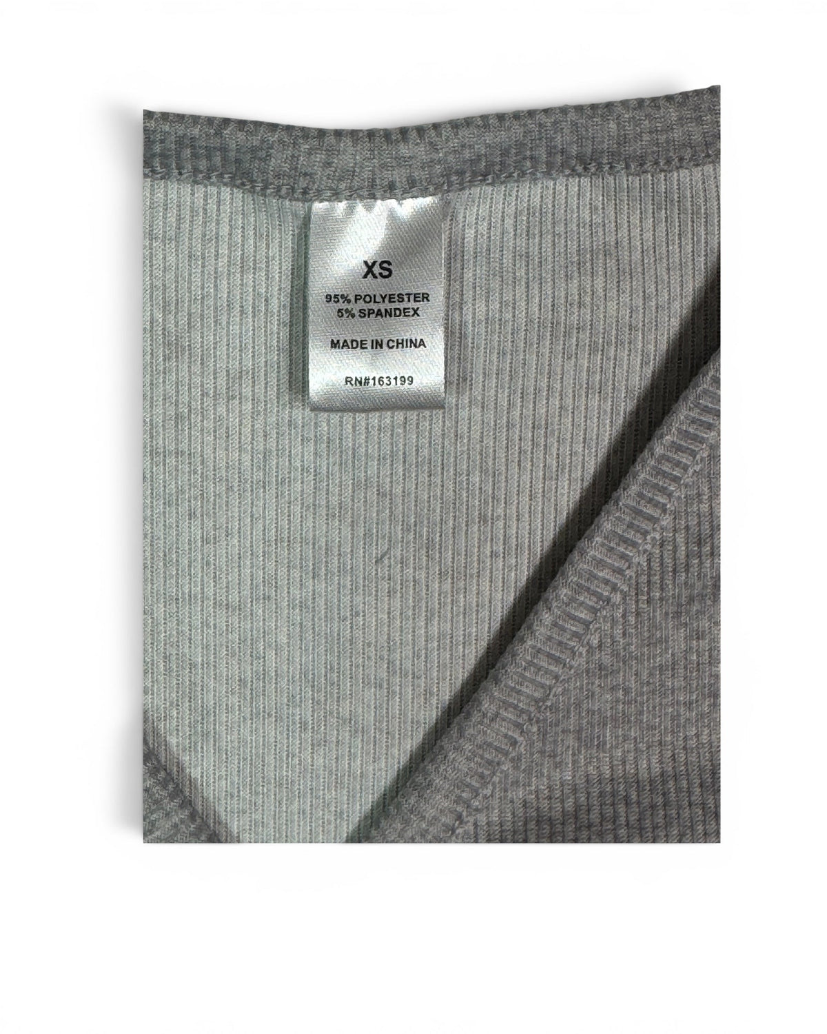 Women's Gray Ribbed V-Neck Top with Rose Button Detail NWT
