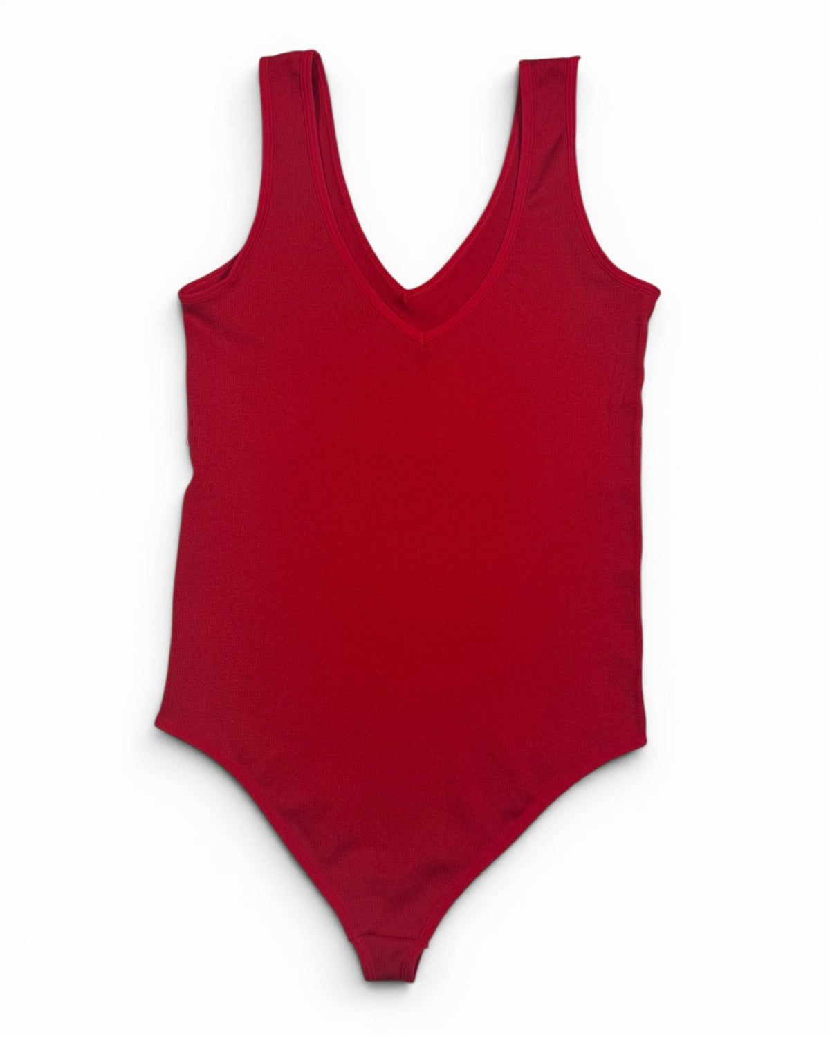 Women's Ribbed Henley Bodysuit Red - Medium