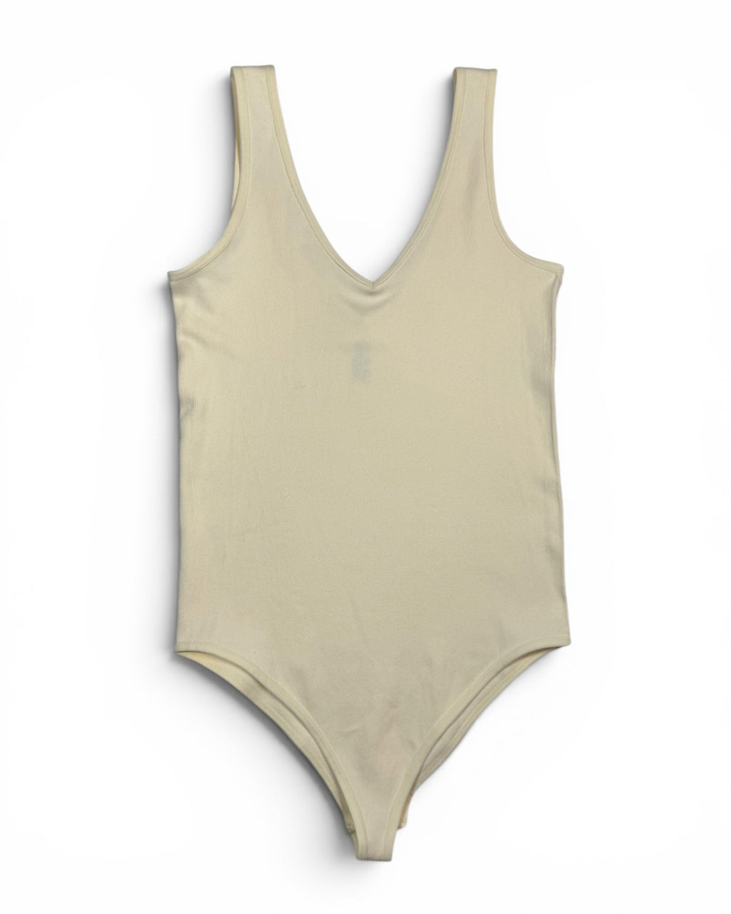 Women's Ribbed Henley Bodysuit Cream Ivory - NWT