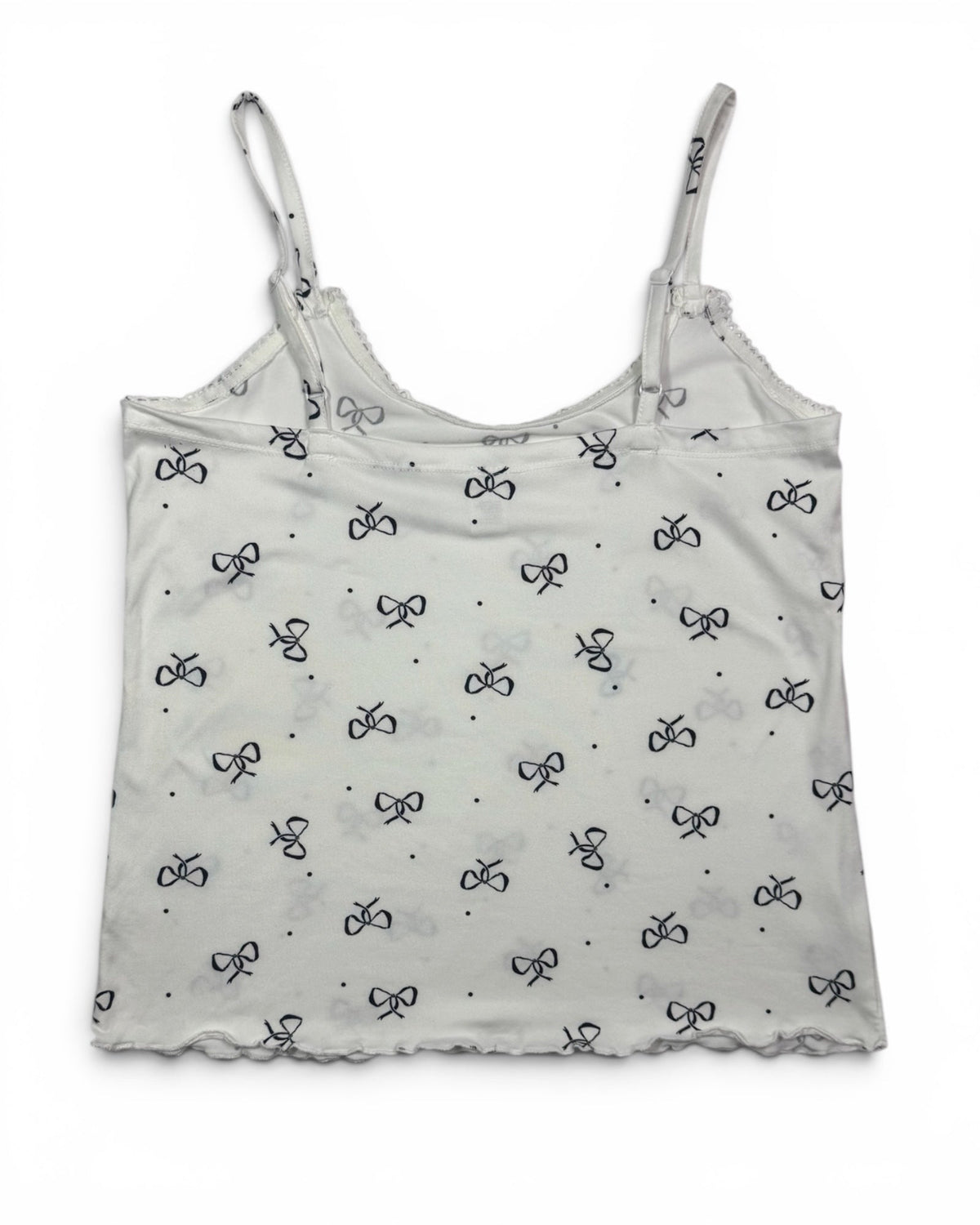 Women's White Bow Print Cami Tank Top NWT