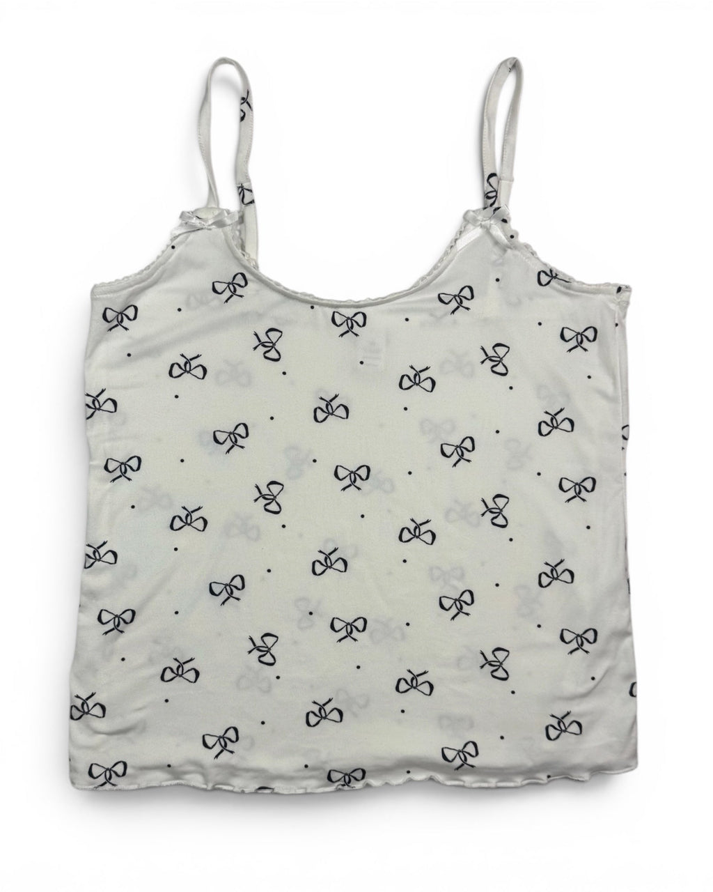 Women's White Bow Print Cami Tank Top NWT