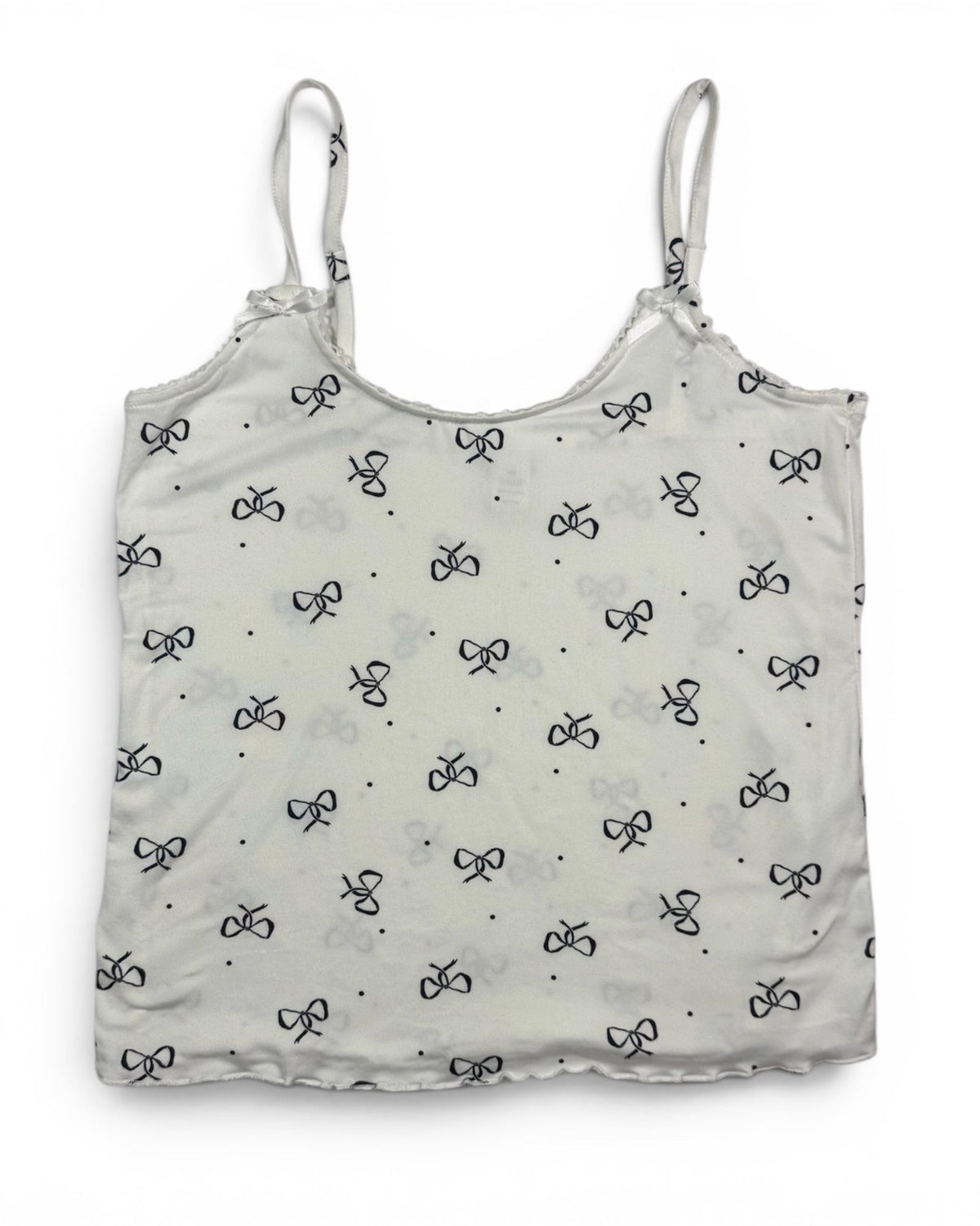 Women's White Bow Print Cami Tank Top NWT