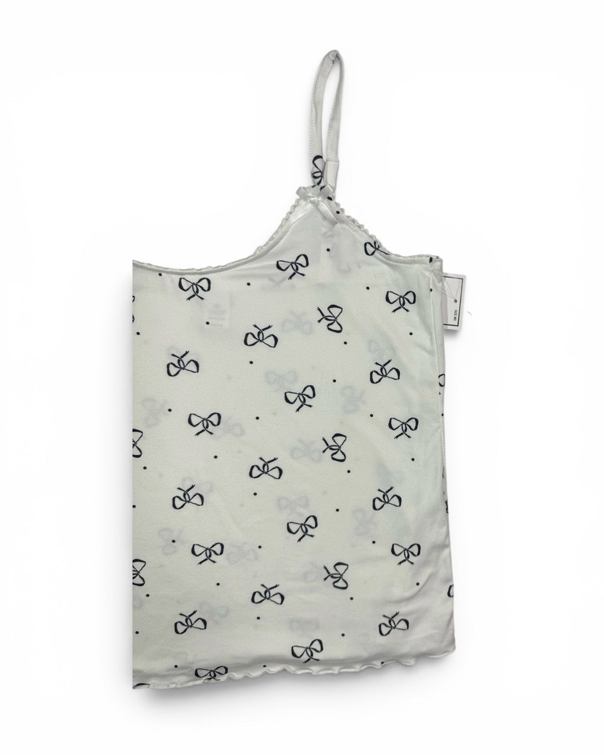 Women's White Bow Print Cami Tank Top NWT