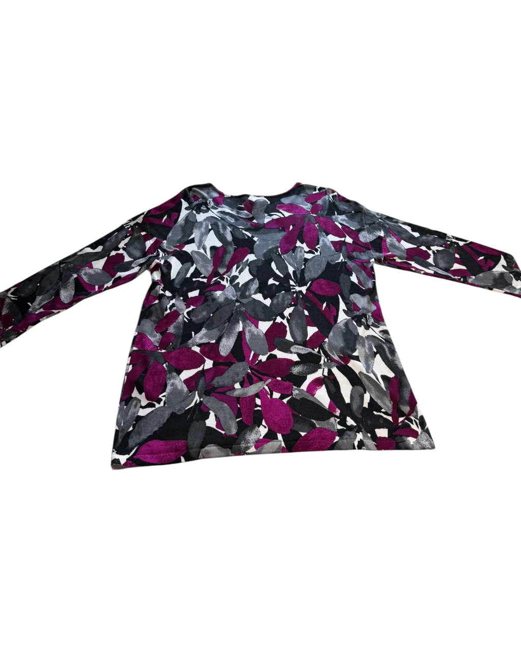 Chico's Women's Size 1 M Magenta Floral V-Neck Long Sleeve Tunic Top NWT