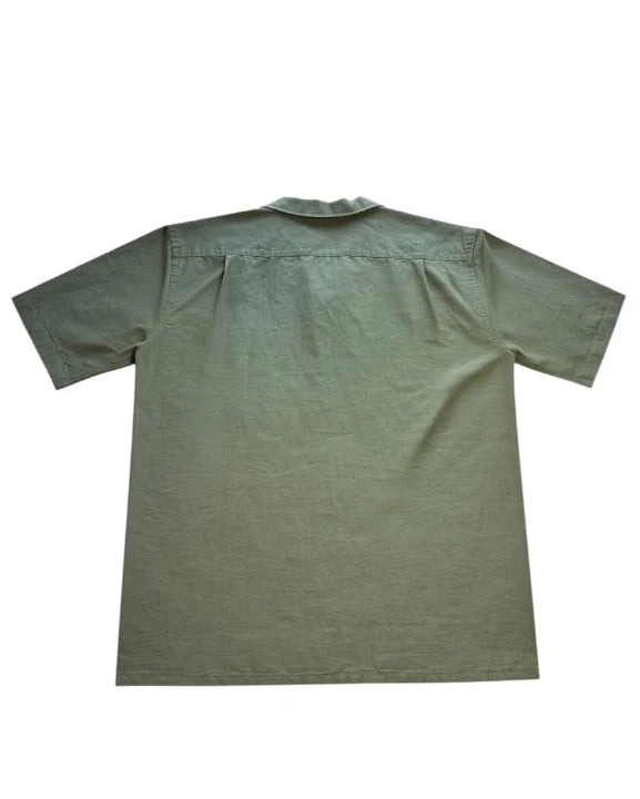 UNIQLO Men's XS Olive Cotton Linen Short Sleeve Open Collar Shirt