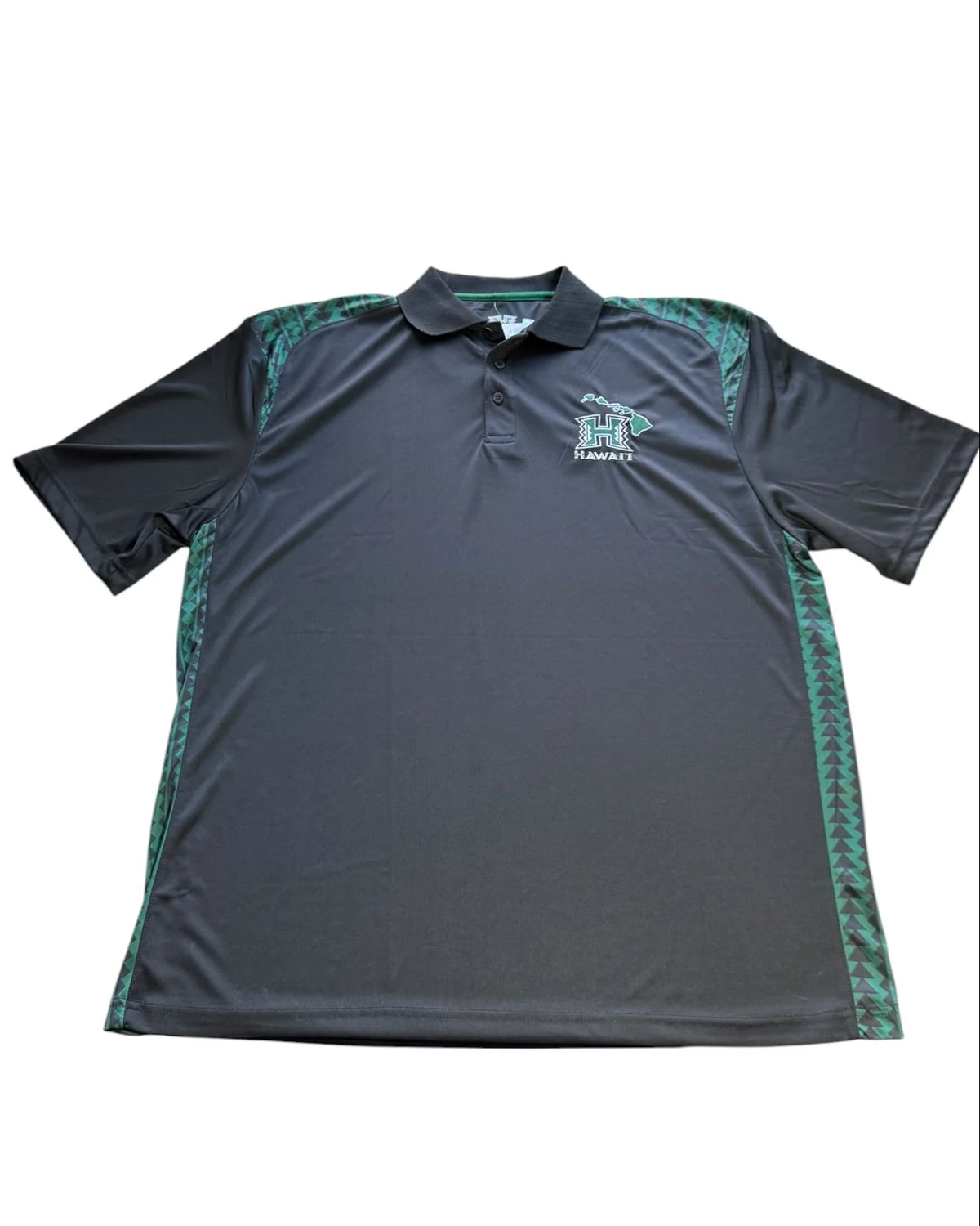 Happy Shirts University of Hawaii Rainbow Warriors Polo Men's XL Black Green NWT