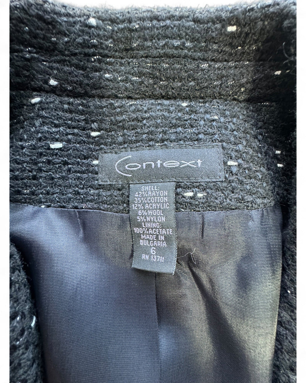 Context Women's Size 6 Black White Tweed Two-Piece Skirt Suit NWT