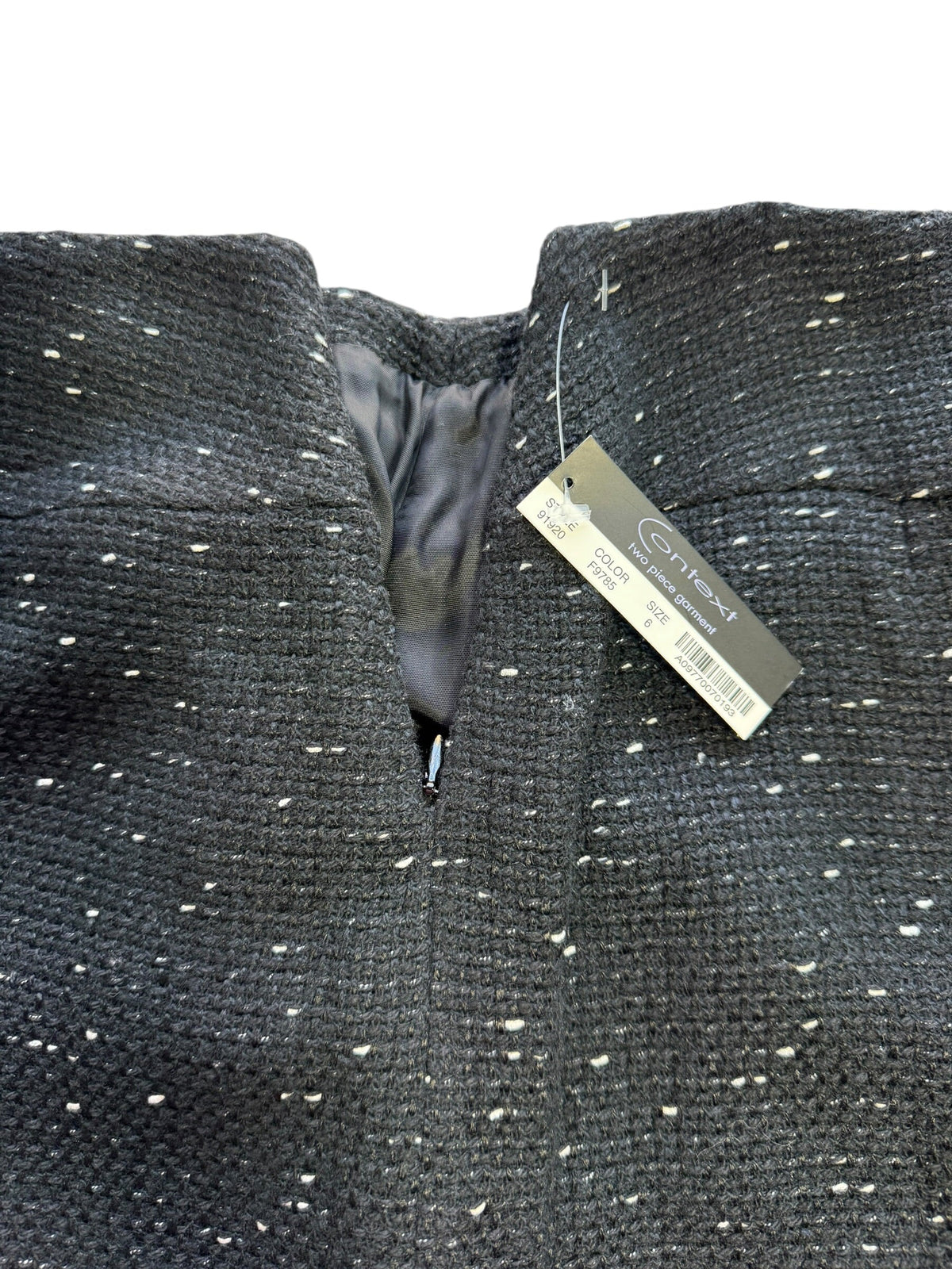 Context Women's Size 6 Black White Tweed Two-Piece Skirt Suit NWT