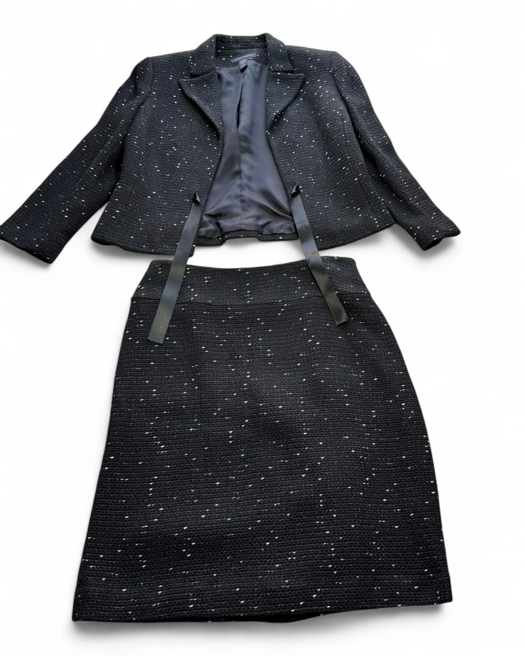 Context Women's Size 6 Black White Tweed Two-Piece Skirt Suit NWT