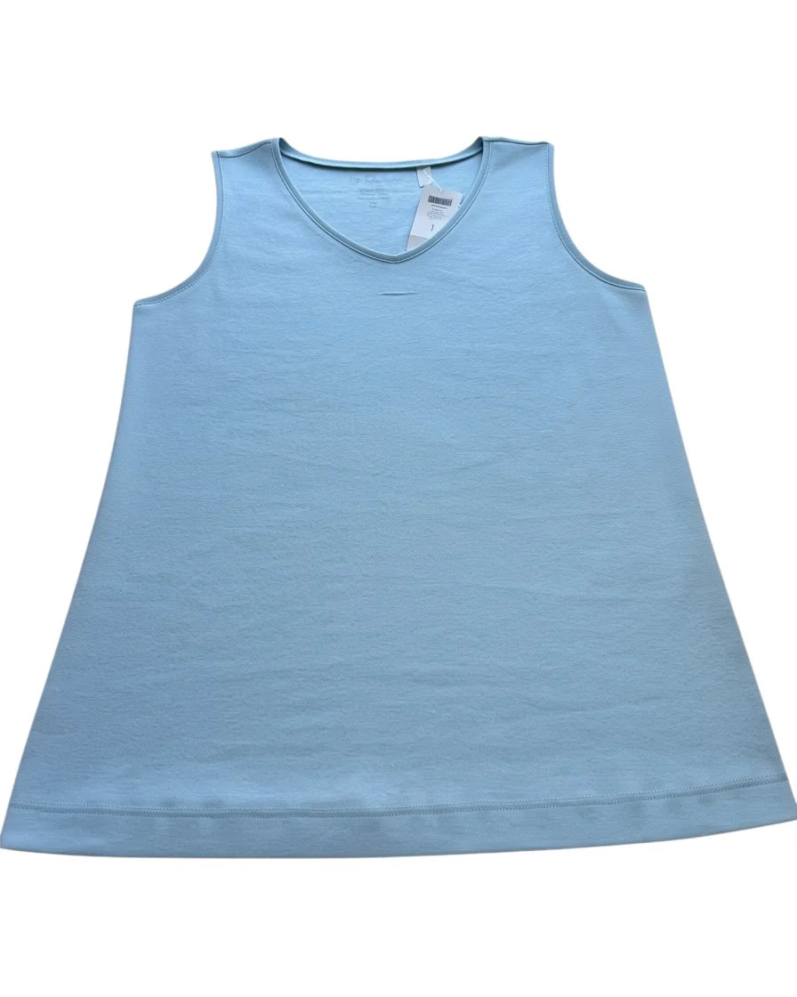 Chico's Raychel Tank Women's Size 1 M Blue Powder V-Neck Basic Knit NWT