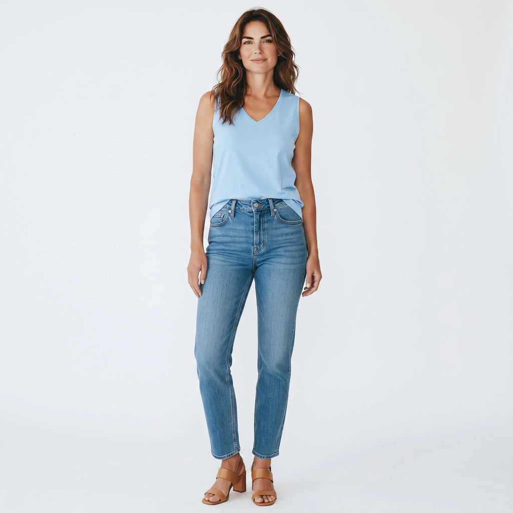 Chico's Raychel Tank Women's Size 1 M Blue Powder V-Neck Basic Knit NWT