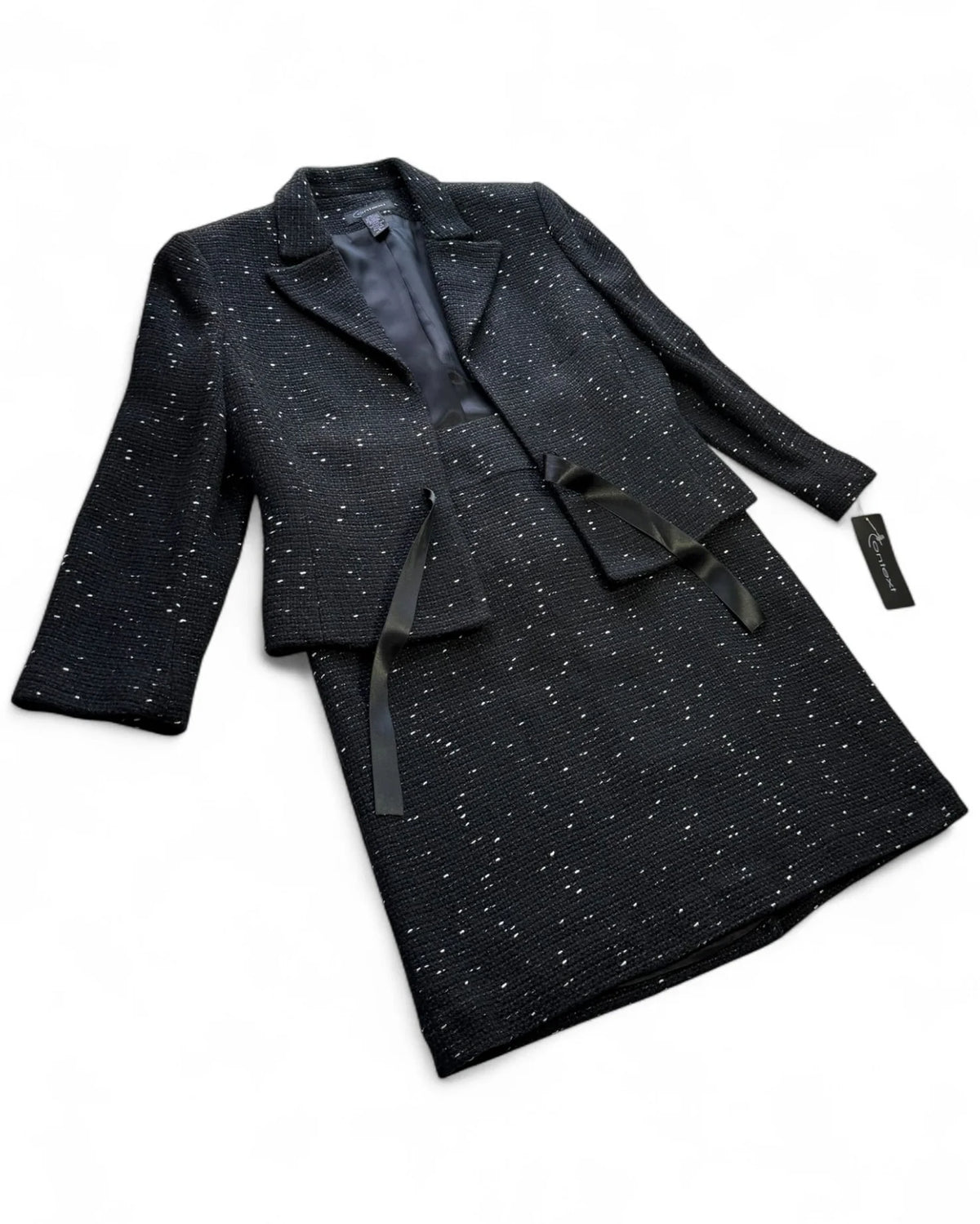 Context Women's Size 6 Black White Tweed Two-Piece Skirt Suit NWT