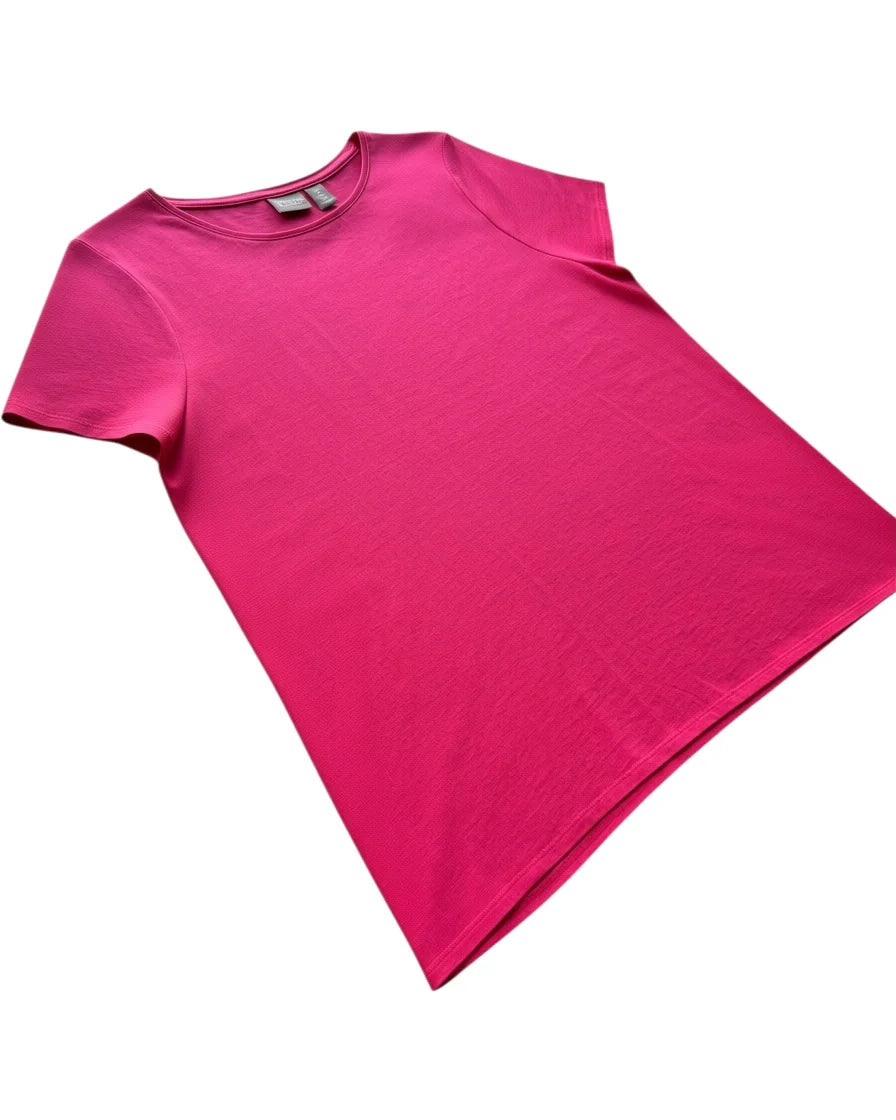 Chico's Pima Crewneck Tee Women's Size 2 L Wild Tuberose Short Sleeve NWT