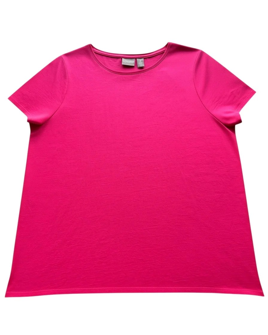 Chico's Pima Crewneck Tee Women's Size 2 L Wild Tuberose Short Sleeve NWT