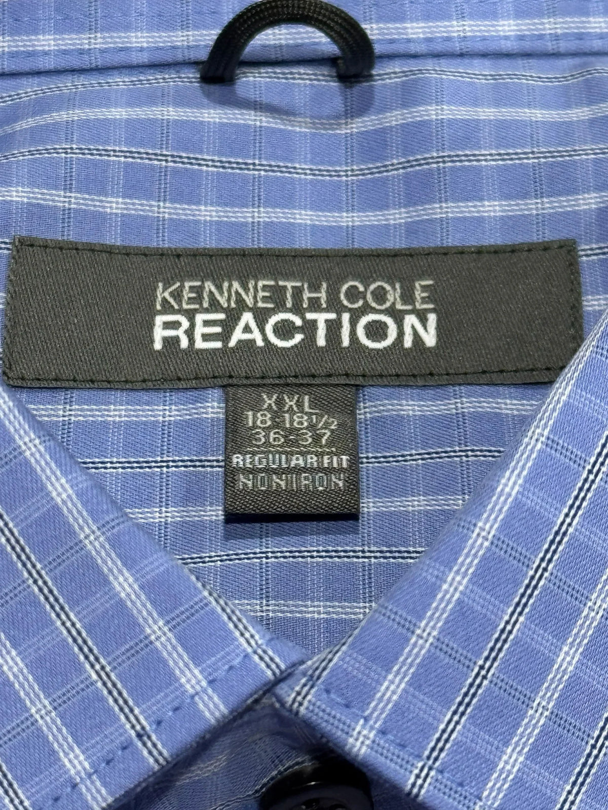 Kenneth Cole Reaction Men's XXL Blue Plaid Non-Iron Regular Fit Dress Shirt NWT - Image 7