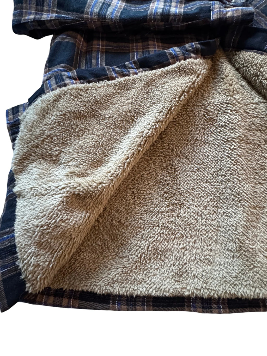 Weatherproof Vintage Men’s Blue Mocha Plaid Sherpa-Lined Shirt Jacket NWT - Large