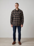 Weatherproof Vintage Men’s Blue Mocha Plaid Sherpa-Lined Shirt Jacket NWT - Large