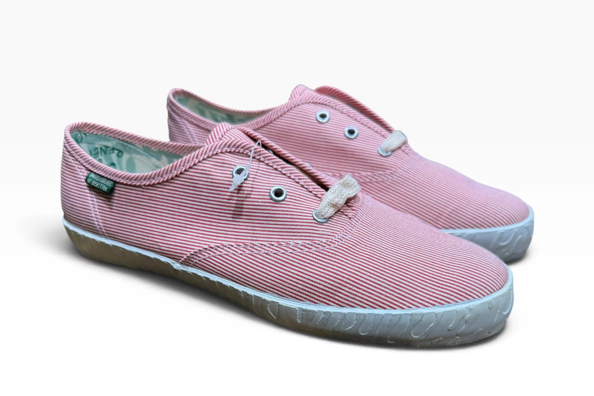 United Colors of Benetton Women’s EU38 US7 Red White Striped Canvas Sneakers - New with Flaw - Image 1