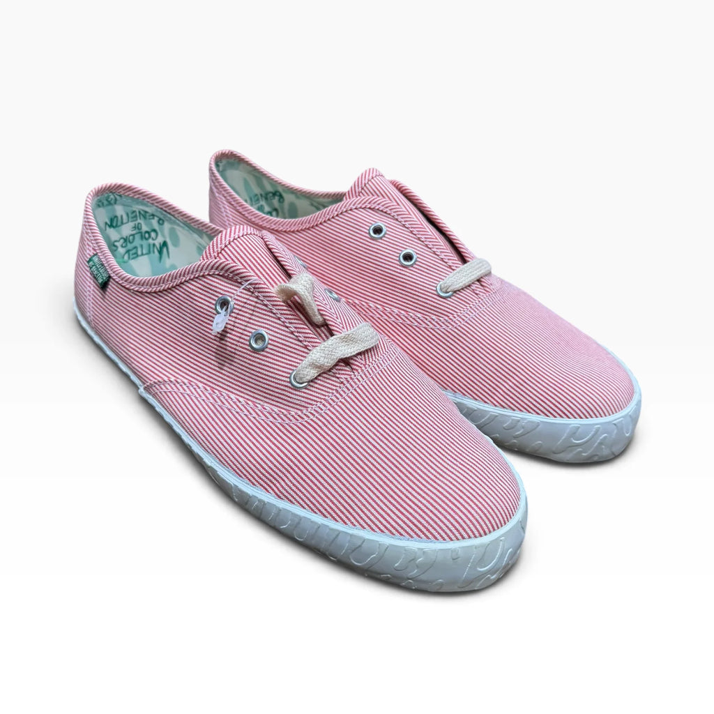 United Colors of Benetton Women’s EU38 US7 Red White Striped Canvas Sneakers - New with Flaw - Image 2