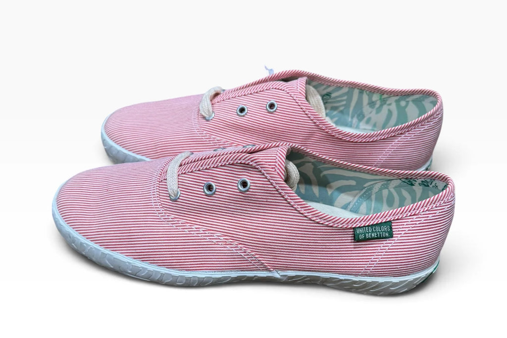 United Colors of Benetton Women’s EU38 US7 Red White Striped Canvas Sneakers - New with Flaw - Image 8