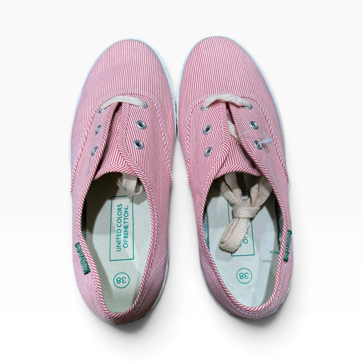United Colors of Benetton Women’s EU38 US7 Red White Striped Canvas Sneakers - New with Flaw - Image 7
