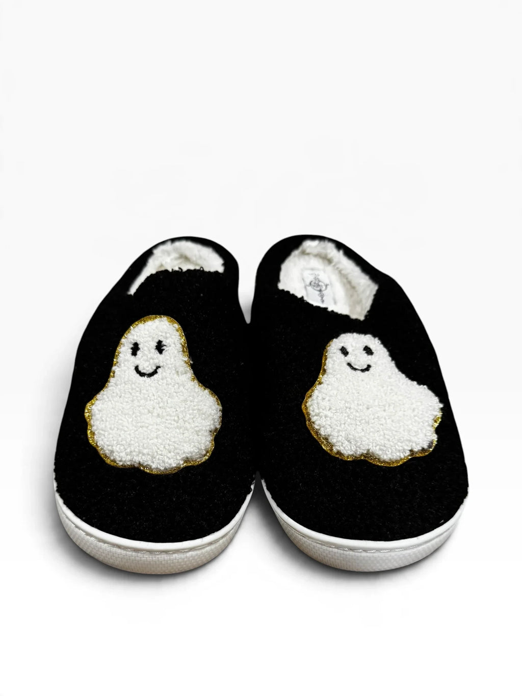 Sole Mates Women’ Black Smiling Ghost Sherpa Slippers - New