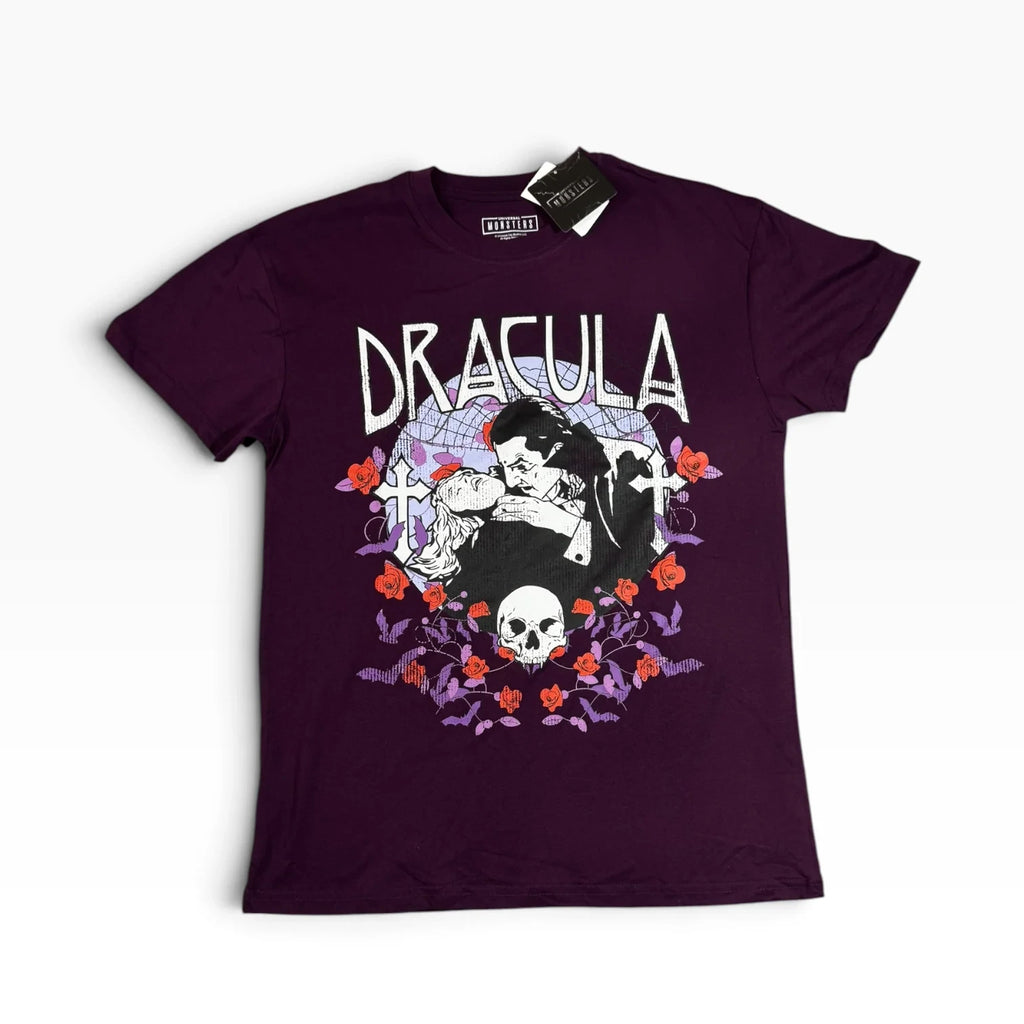 Universal Monsters Dracula Purple Graphic T-Shirt New