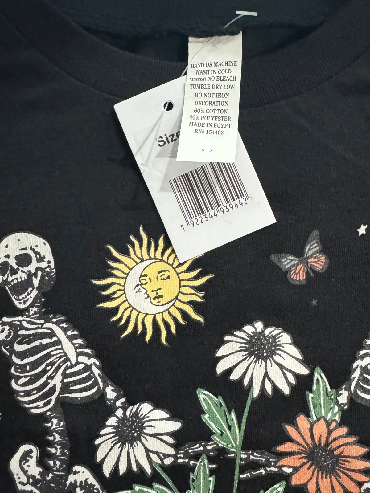 Kids No Bad Days Skeleton Floral Graphic T-Shirt Black New